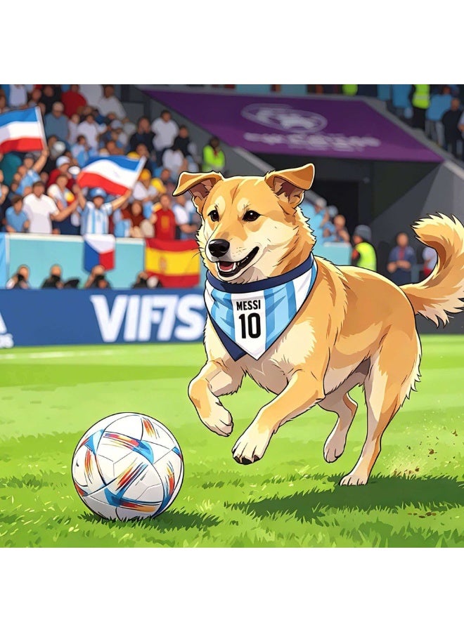 Size M Messi No.10 Argentina Pet Bandana, Adjustable Strap Cat Saliva Towel Football Themed Kitten Neck Scarf - Image 4