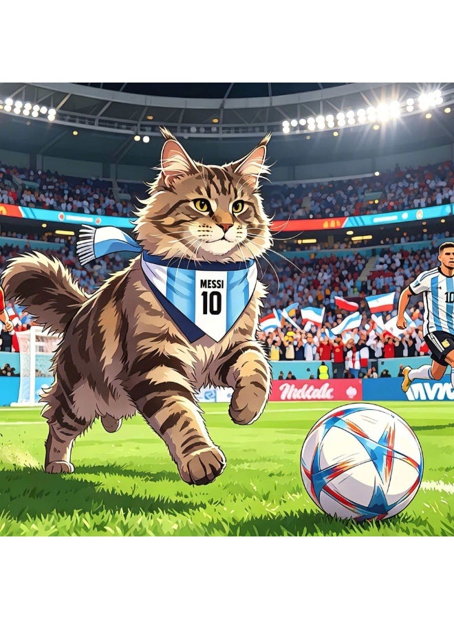 Size M Messi No.10 Argentina Pet Bandana, Adjustable Strap Cat Saliva Towel Football Themed Kitten Neck Scarf - Image 5
