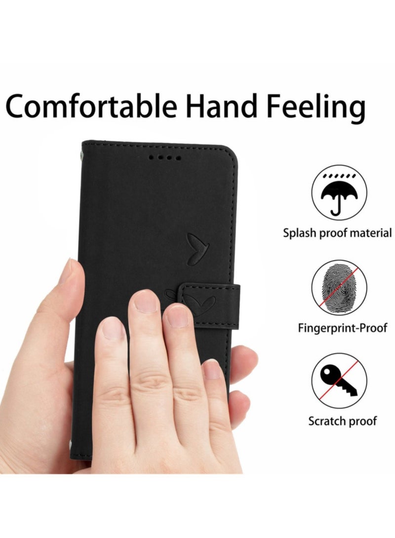 جراب محفظة جلدي فاخر لهاتف موتورولا موتو G85، غطاء قلاب شكل كتاب مع فتحات بطاقات ومسند، قفل مغناطيسي وحماية كاملة للشاشة - أسود - Image 2