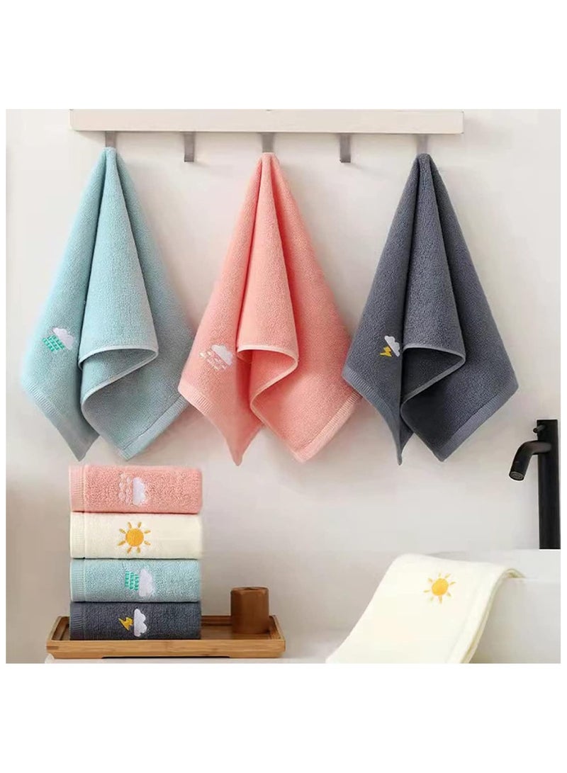 Hand Towels for Bathroom Set 4 Piece, 100% Cotton Bath Hand Towel, Face Towel Soft Highly Absorbent Towels for Adults and Children for Bathroom Kitchen, 14x29 Inch (Pink White Blue Gray) - Image 1