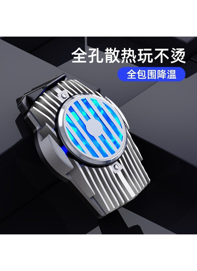 Generic New mobile phone radiator chicken king game cooling mute semiconductor explosion artifact fan X5 semiconductor heat sink-Silver 