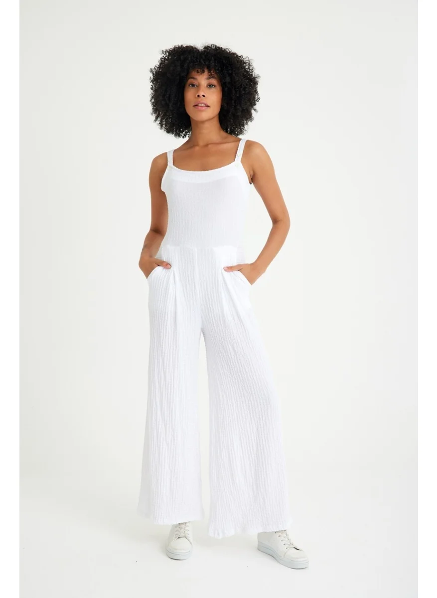 Barbora Summer Daily Casual Women's Jumpsuit BT238WHITE2