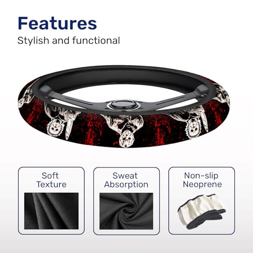 GENANY Horror Movie Characters Spring Steering Wheel Cover, Non-Slip Neoprene Car Steering Wheel Cover, Breathable Steering Wheel Covers, Sweat-Absorbing Accessories, Spring Auto Gifts - Image 4