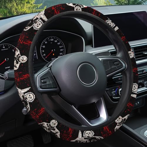 GENANY Horror Movie Characters Spring Steering Wheel Cover, Non-Slip Neoprene Car Steering Wheel Cover, Breathable Steering Wheel Covers, Sweat-Absorbing Accessories, Spring Auto Gifts - Image 1