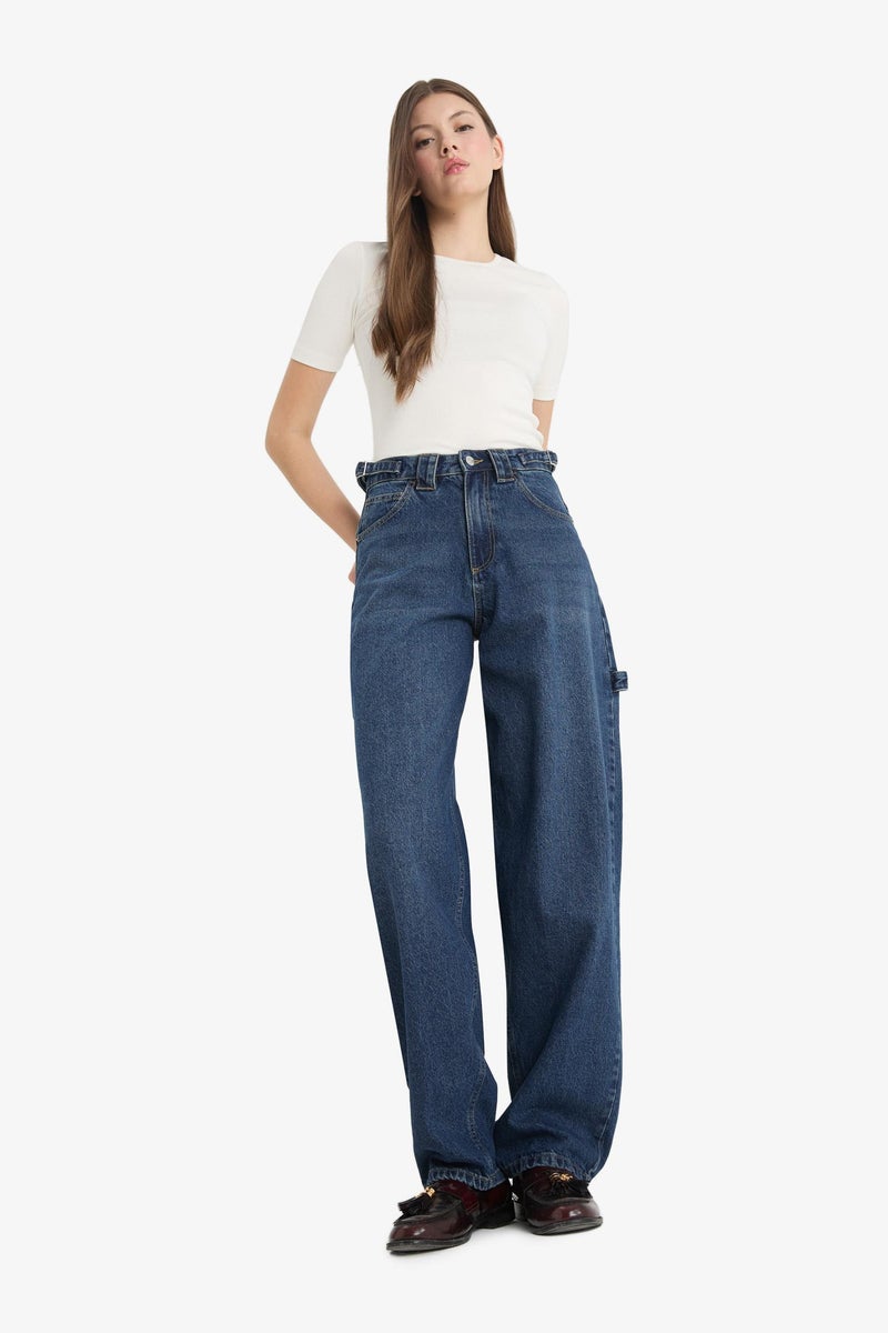 DeFacto Blue Woman Regular Hem Jean Trousers Casual - Image 2