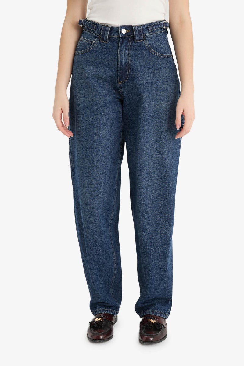 DeFacto Blue Woman Regular Hem Jean Trousers Casual - Image 5