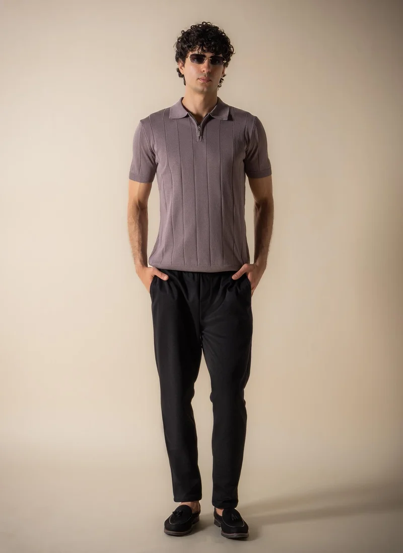 شايبس SLIM KNITTED POLO SHIRT  WITH ZIP