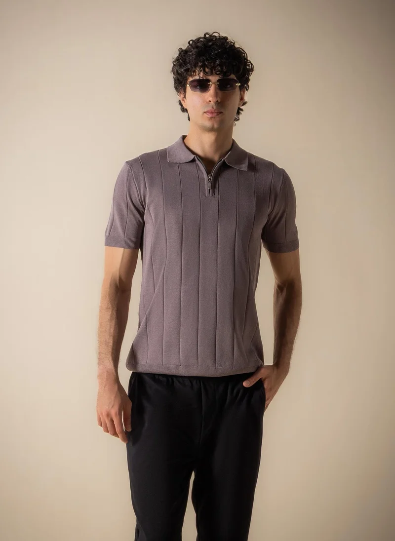 شايبس SLIM KNITTED POLO SHIRT  WITH ZIP