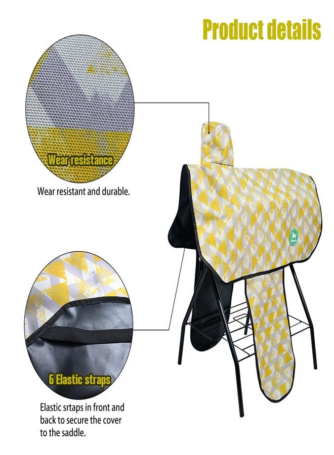 Paloura Stylish Floral Oxford Fabric Western Saddle Covers - Durable & Waterproof for Western Horse Saddle-（Yellow Triangle） - Image 5