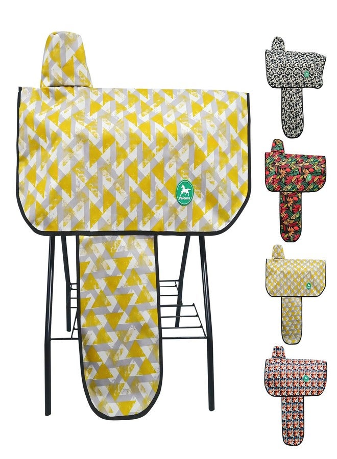 Paloura Stylish Floral Oxford Fabric Western Saddle Covers - Durable & Waterproof for Western Horse Saddle-（Yellow Triangle） - Image 1