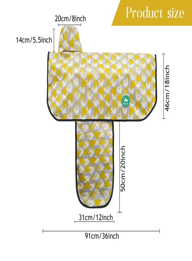 Paloura Stylish Floral Oxford Fabric Western Saddle Covers - Durable & Waterproof for Western Horse Saddle-（Yellow Triangle） - Image 2