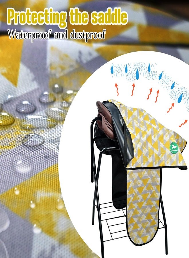 Paloura Stylish Floral Oxford Fabric Western Saddle Covers - Durable & Waterproof for Western Horse Saddle-（Yellow Triangle） - Image 3