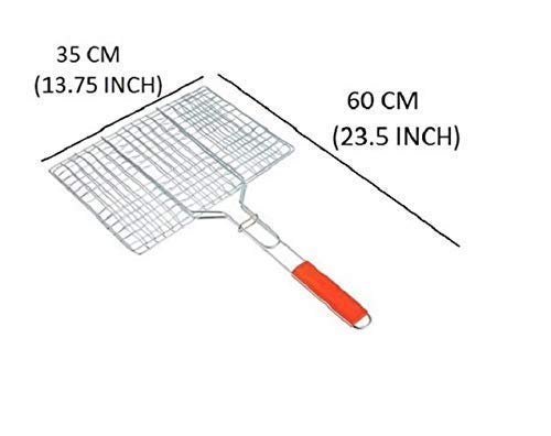 OANGO Stainless Steel BBQ Square Charcoal Grill Barbeque with Plastic Handle for for Vegetables Camping Outdoor Fish Grill Net Meat Grilling Cooking Tool Home Outdoor Kitchen Tool Silver 1 - Image 5