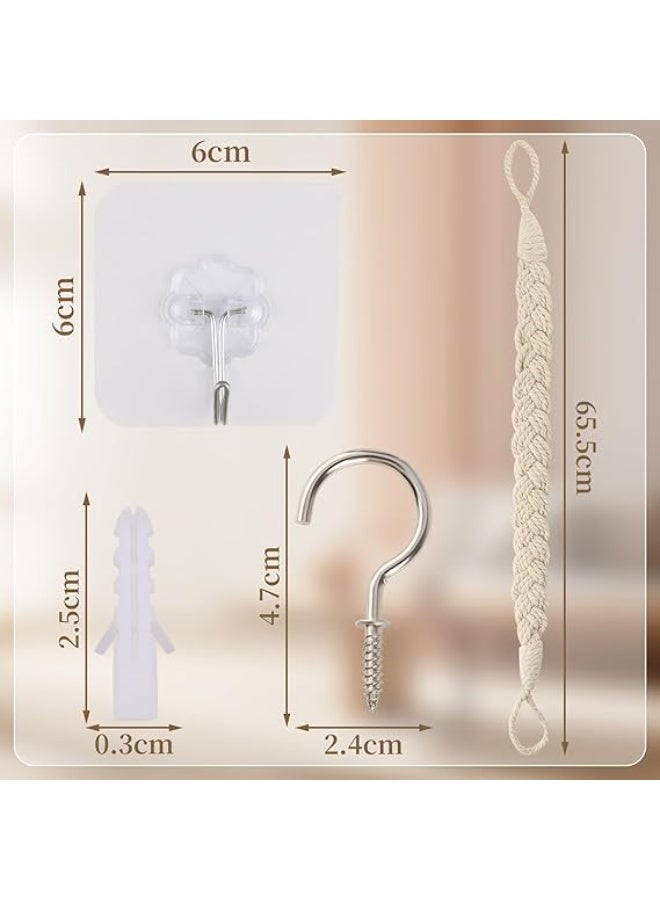 أربطة ستائر منسوجة يدويا للمنزل والمكتب وغرفة المعيشة وغرفة النوم من ريسف، عبوة من 4 أربطة للستائر (بيج) - Image 4