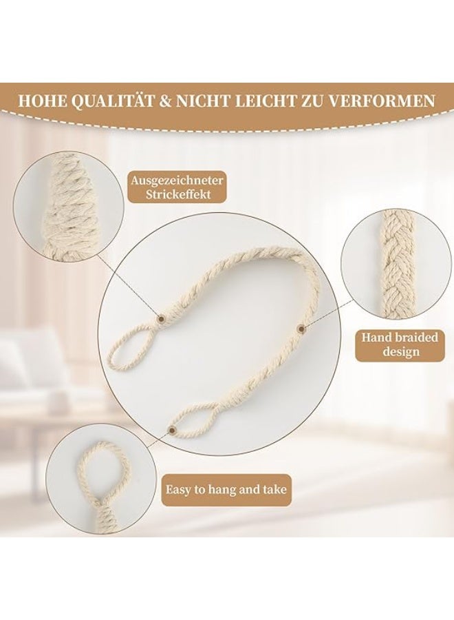أربطة ستائر منسوجة يدويا للمنزل والمكتب وغرفة المعيشة وغرفة النوم من ريسف، عبوة من 4 أربطة للستائر (بيج) - Image 3