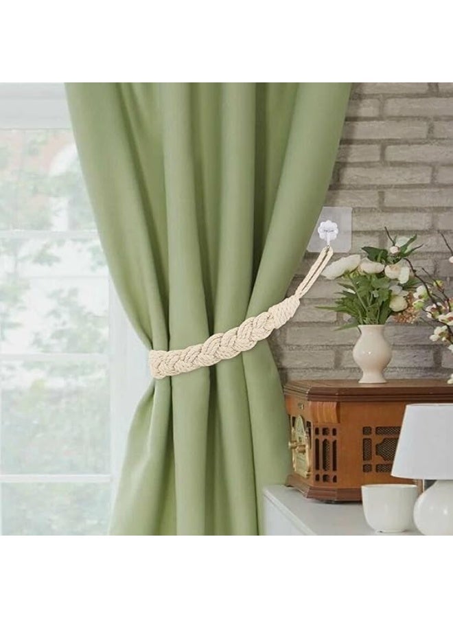 أربطة ستائر منسوجة يدويا للمنزل والمكتب وغرفة المعيشة وغرفة النوم من ريسف، عبوة من 4 أربطة للستائر (بيج) - Image 5
