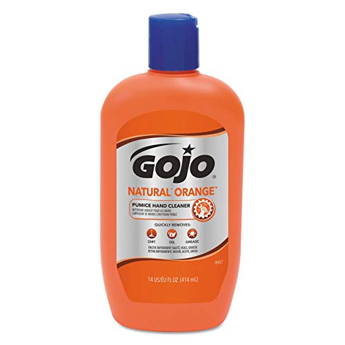 GOJO NATURAL* ORANGE منظف يدين من الحجر البركاني، 14 أونصة سائلة لوشن منظف سريع المفعول زجاجة ضغط (0957-12) - Image 2