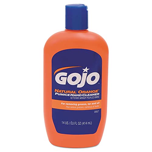 GOJO NATURAL* ORANGE منظف يدين من الحجر البركاني، 14 أونصة سائلة لوشن منظف سريع المفعول زجاجة ضغط (0957-12) - Image 3