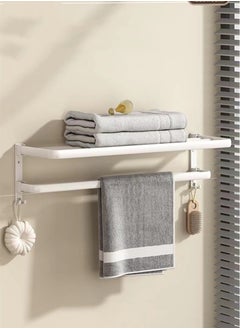 Kutis Kutis 1-Piece  Bathroom Organizer Bathroom Shelving Storage Rack Towel Rack Aluminum White 60x20x17cm  - Image 1