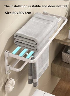 Kutis Kutis 1-Piece  Bathroom Organizer Bathroom Shelving Storage Rack Towel Rack Aluminum White 60x20x17cm  - Image 4