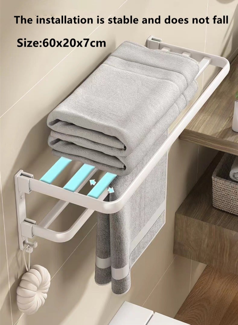 Kutis Kutis 1-Piece  Bathroom Organizer Bathroom Shelving Storage Rack Towel Rack Aluminum White 60x20x17cm  - Image 4