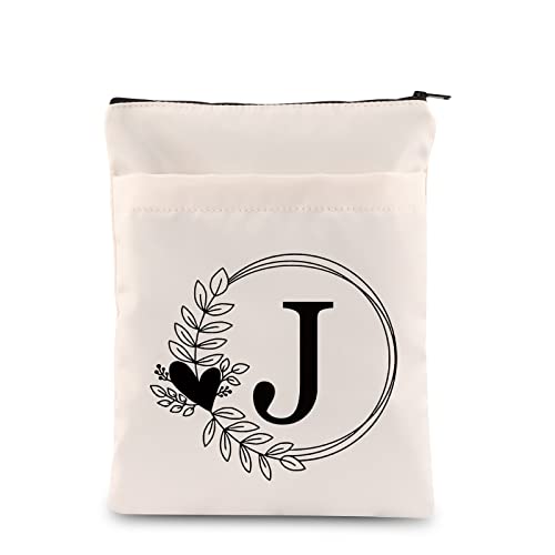 HOLLP Alphabet Book Cover A/C/J/K/M/ Letter Initial Waterproof Zipper PouchInitial English Book Sleeve(J--Book Sleeve) - Image 1