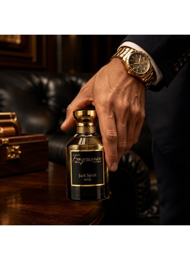 Fragrosense عطر جاك سبيريت للرجال 100 مل - عطر حار حمضي مع ملاحظات البرغموت والفلفل والفيتيفر والأرز والأمبروكسان واللابدانوم - رائحة خشبية جريئة للرجال - Image 4