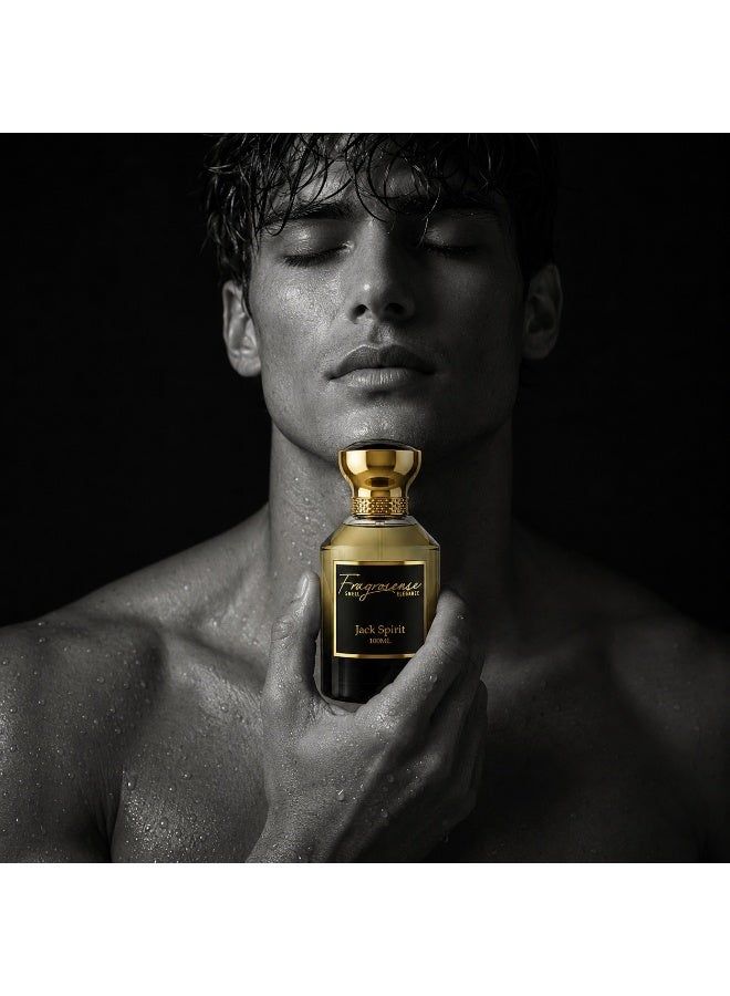 Fragrosense عطر جاك سبيريت للرجال 100 مل - عطر حار حمضي مع ملاحظات البرغموت والفلفل والفيتيفر والأرز والأمبروكسان واللابدانوم - رائحة خشبية جريئة للرجال - Image 3