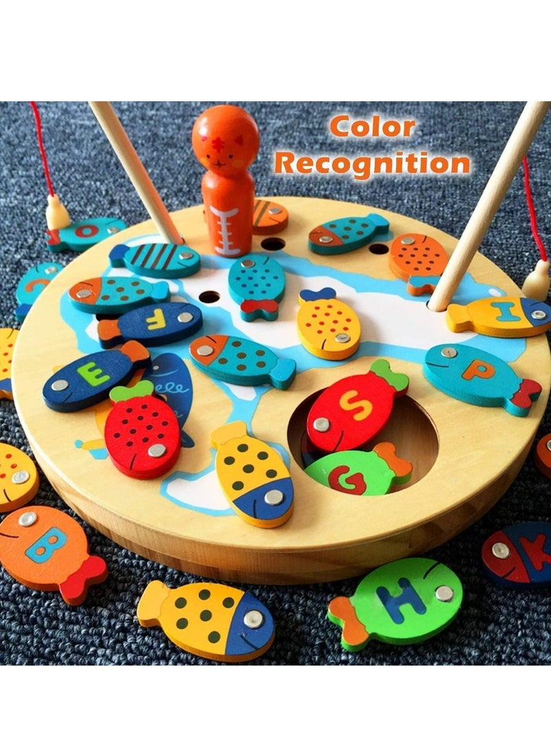 Magnetic Alphabet Numbers Fishing Game, Wooden ABC Letter Numbers Color Matching Puzzle Fine Motor Montessori Educational Toy for Preschool 3 4 5 Year Old Toddlers - Image 4