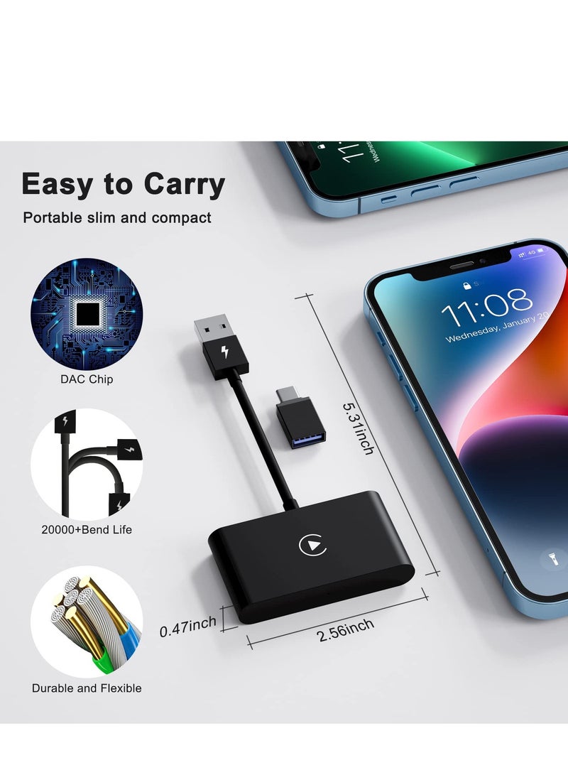 SOLARAE Wireless CarPlay Adapter for iPhone - Convert Wired CarPlay to Wireless with Bluetooth & 5GHz WiFi, Auto Connect, Online Updates, Compatible with iOS 13+, Black. - Image 5