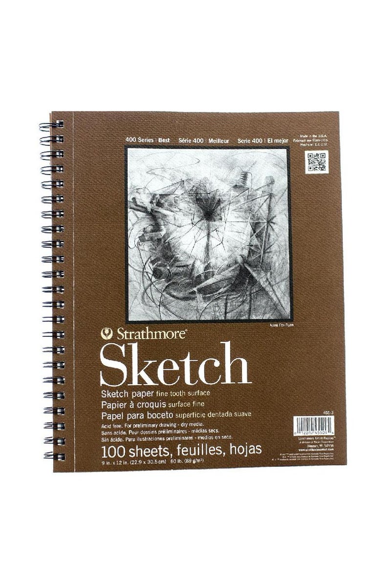 Strathmore Sketch Drawing Pad Spiral 89 gsm White9 X 12 in100 Sheets - Image 1