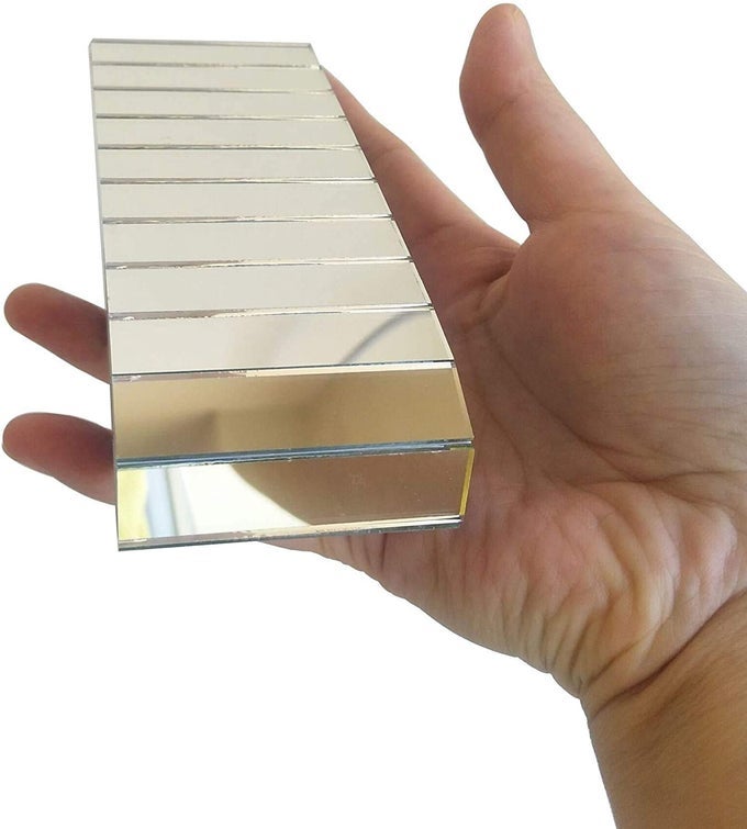 RECTANGULAR MIRRORS MOSAIC TILESSELFADHESIVE ROLL GLASS MOSAICMOSAIC MIRROR TITLES 94PCS ONE BAG SILVER