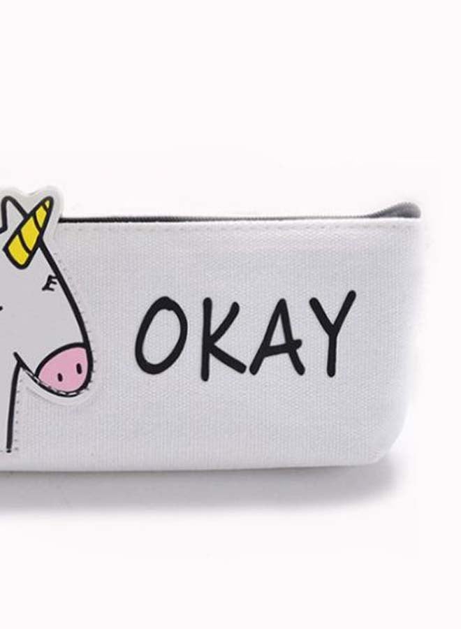 Loquat Unicorn Printed Pencil Case White/Pink - Image 2