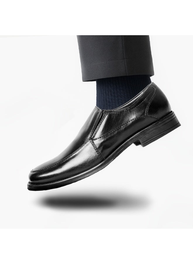 Mont Hawk Men’s Genuine Leather Gallus Shoes || Business Casual Slip-On Formal Shoes || Soft Comfortable Fit || Anti-Slip Rubber Sole || Lightweight Office Wear (Black) - Image 2
