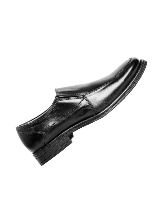 Mont Hawk Men’s Genuine Leather Gallus Shoes || Business Casual Slip-On Formal Shoes || Soft Comfortable Fit || Anti-Slip Rubber Sole || Lightweight Office Wear (Black) - Image 1