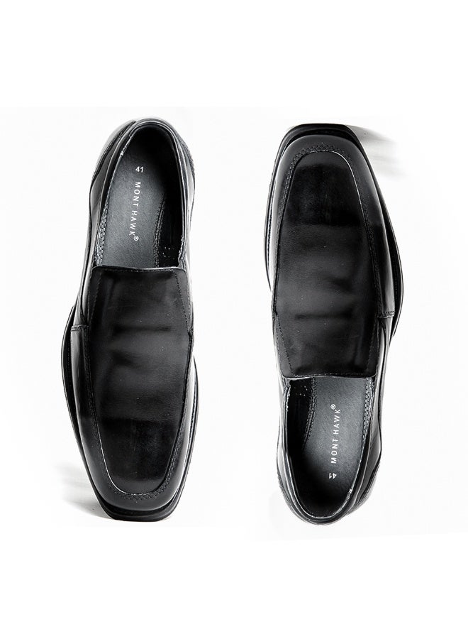 Mont Hawk Men’s Genuine Leather Gallus Shoes || Business Casual Slip-On Formal Shoes || Soft Comfortable Fit || Anti-Slip Rubber Sole || Lightweight Office Wear (Black) - Image 3