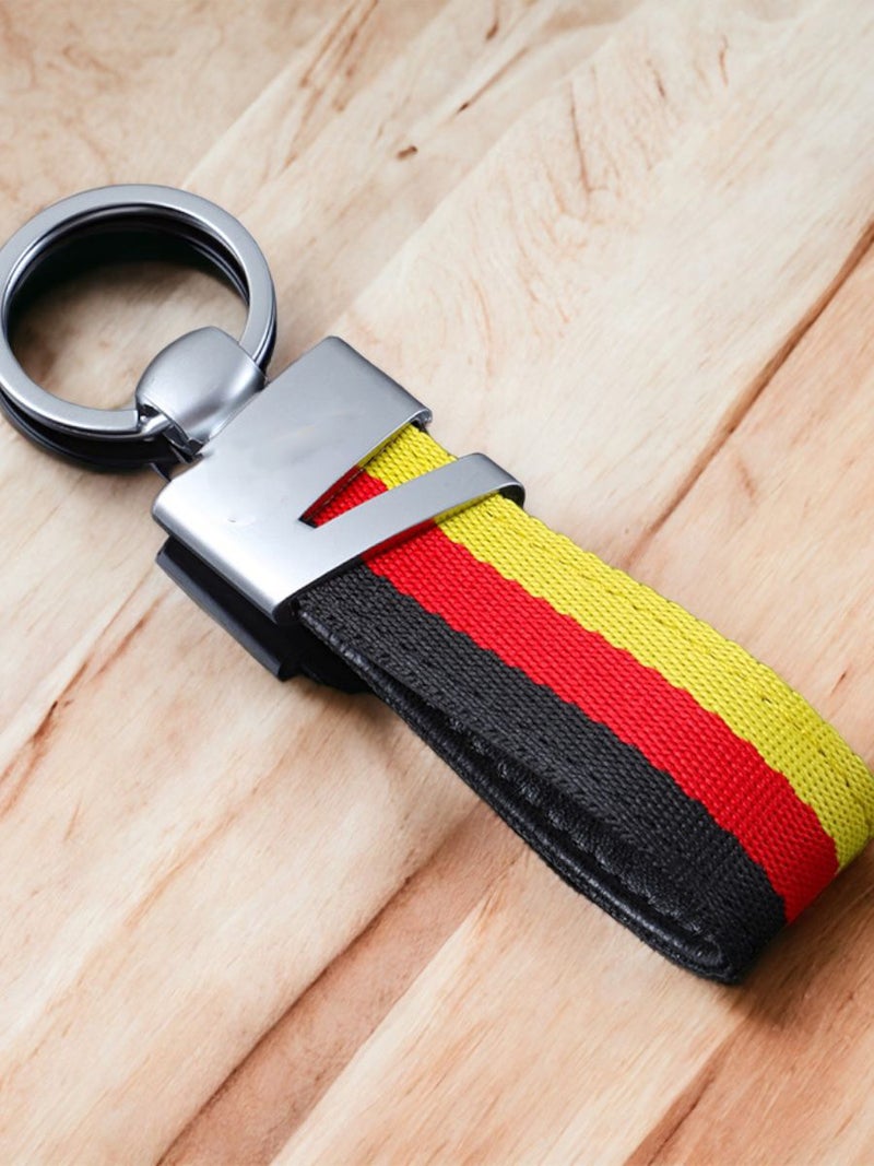 Nylon three-color braided strap car logo advertising car metal keychain pendant - Image 2