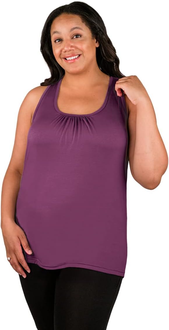 bamboobies Women's Standard Nursing Easy Access Tank Top, Maternity Clothing for Breastfeeding, Berry, Medium - Image 1