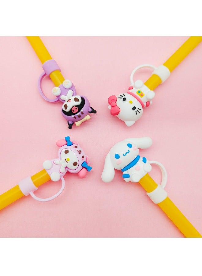 Cute Cartoon Straw Cap, Dustproof Straw Sleeve, 10mm  - Image 3