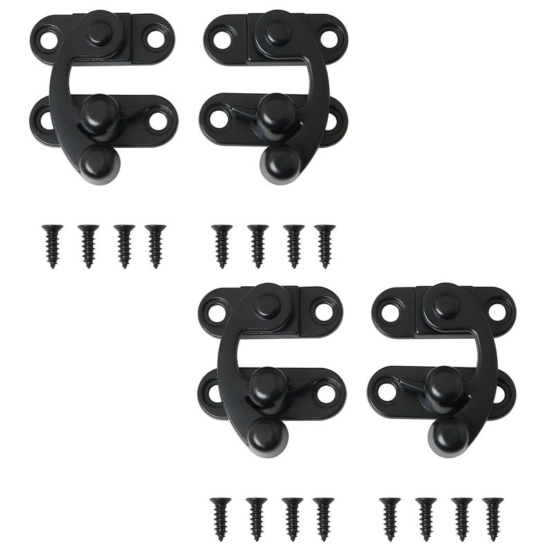 DGBRSM 4PCS Black Padlock Hasp Hook Lock Antique Hook Hasp Latch for Jewelry Box Cabinet Toolbox Suitcase