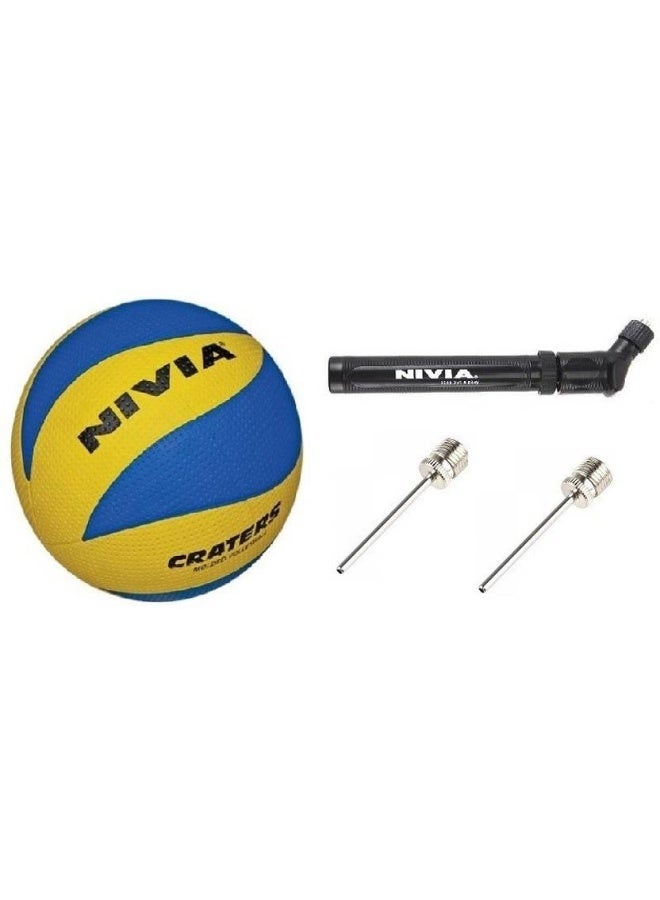 Nivia NIVIA Combo Of Three, One Crater Volleyball (Blue & Yellow), One double action Ball Pump and Two Needle- Volleyball Kit