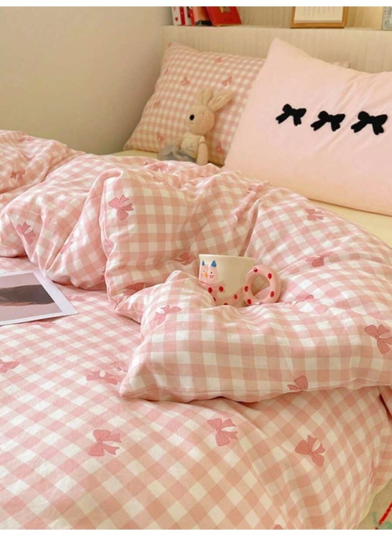 غطاء لحاف كيوت بنقشة مربعات – مفرش بناتي ناعم- 150*200 سم - Image 2