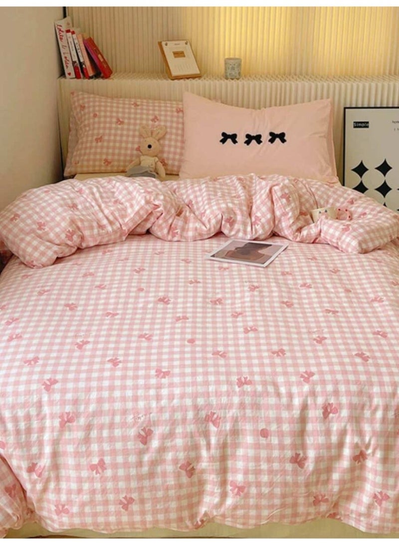 غطاء لحاف كيوت بنقشة مربعات – مفرش بناتي ناعم- 150*200 سم - Image 1