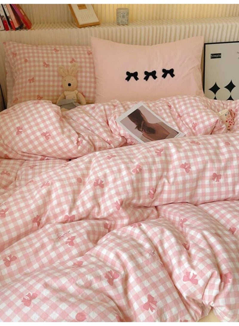 غطاء لحاف كيوت بنقشة مربعات – مفرش بناتي ناعم- 150*200 سم - Image 3