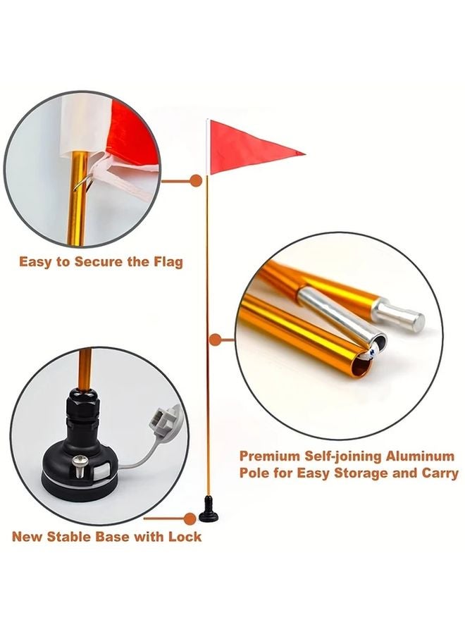 حامل علم سلامة الكاياك بطول 4 أقدام، سهل التثبيت وقاعدة مستقرة للقوارب والزوارق واليخوت - Image 5