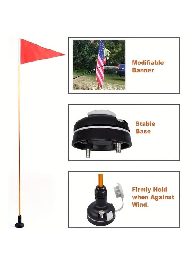 حامل علم سلامة الكاياك بطول 4 أقدام، سهل التثبيت وقاعدة مستقرة للقوارب والزوارق واليخوت - Image 4