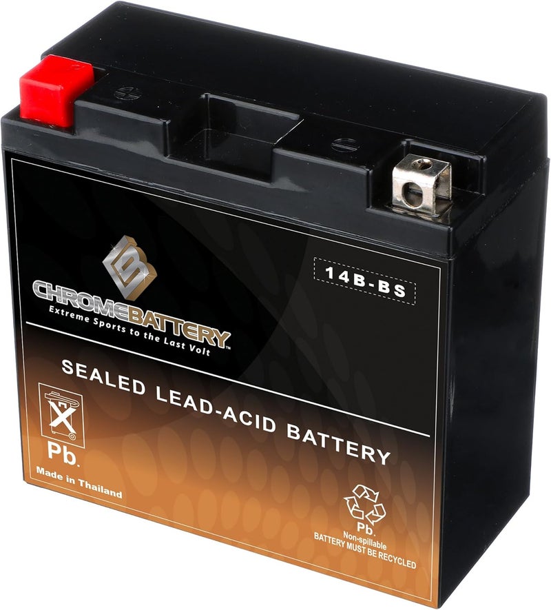 CB CHROMEBATTERY YT14B-BS 12 V 145 CCA AGM – Maintenance-Free 13 Ah Battery for Sportbike, ATV, Jet Ski, Scooter – T3 Nut & Bolt Terminal – Fits Yamaha FZ1, Honda CBR600RR, Suzuki GSX-S1000 - Image 2