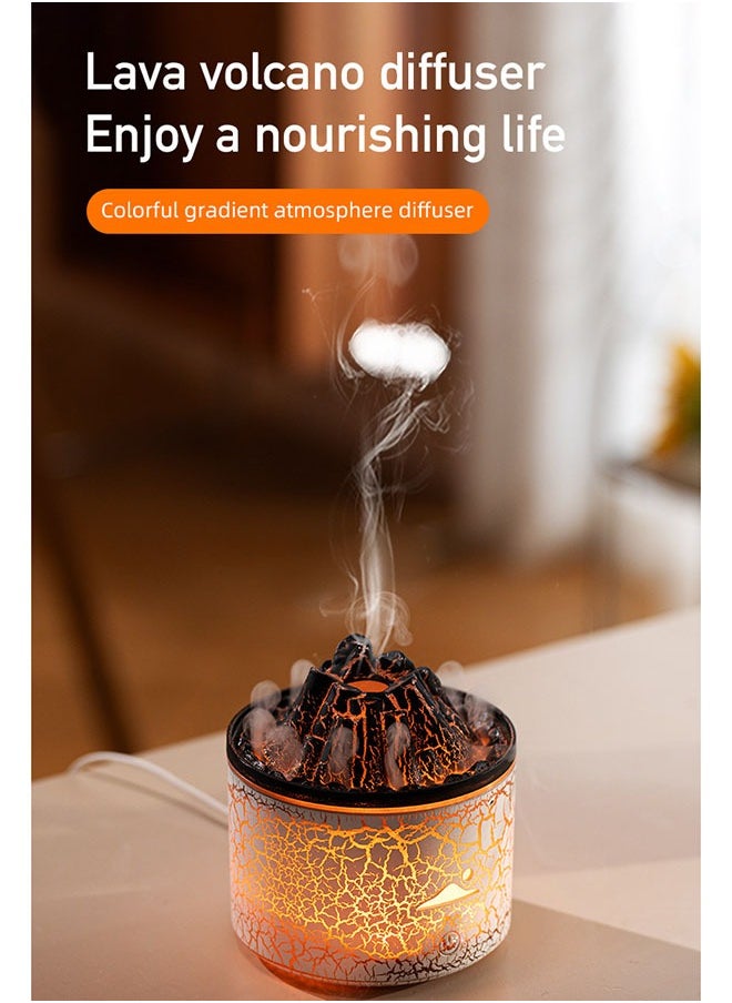 Bukela - Lava Fire Aromatherapy Diffuser USB Plug-in Desktop Flame Humidifier Simulated Smoke Rings Creative Aromatherapy Lamp White - Image 1