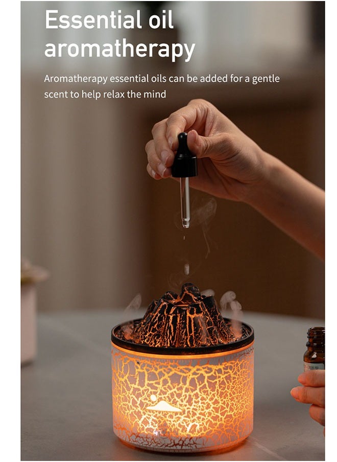 Bukela - Lava Fire Aromatherapy Diffuser USB Plug-in Desktop Flame Humidifier Simulated Smoke Rings Creative Aromatherapy Lamp White - Image 1
