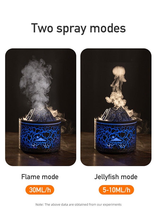 Bukela - Lava Fire Aromatherapy Diffuser USB Plug-in Desktop Flame Humidifier Simulated Smoke Rings Creative Aromatherapy Lamp White - Image 1